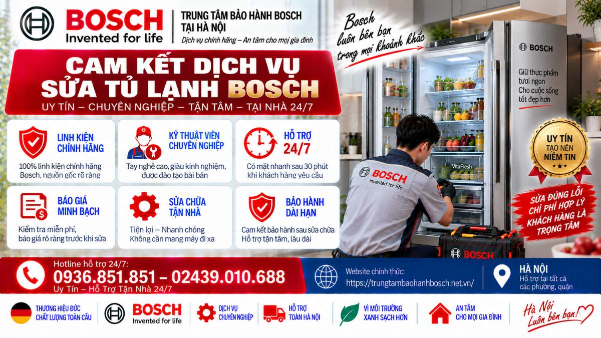 Cam Kết Dịch Vụ Sửa Tủ Lạnh Bosch Website chính thức: https://trungtambaohanhbosch.net.vn/
