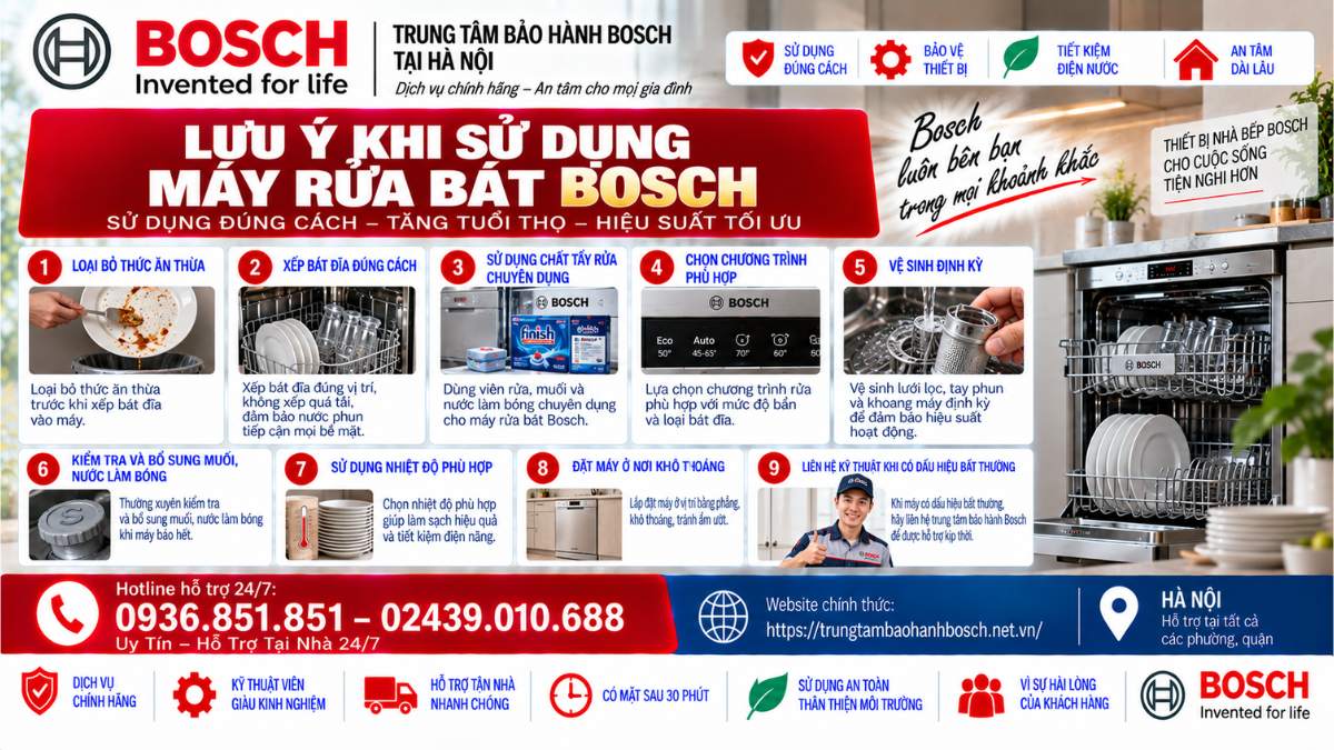 Lưu Ý Khi Sử Dụng Máy Rửa Bát Bosch Website chính thức: https://trungtambaohanhbosch.net.vn/