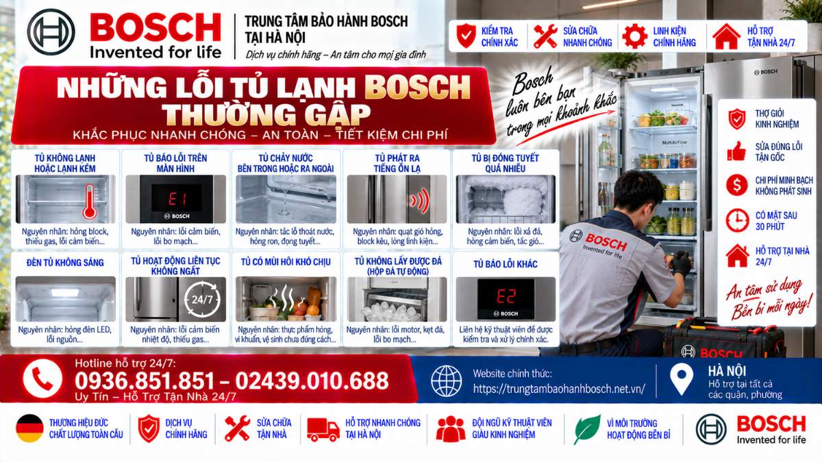 Những Lỗi Tủ Lạnh Bosch Thường Gặp Website chính thức: https://trungtambaohanhbosch.net.vn/