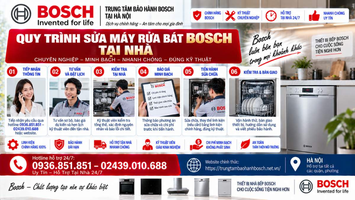 Quy Trình Sửa Máy Rửa Bát Bosch Tại Nhà Website chính thức: https://trungtambaohanhbosch.net.vn/