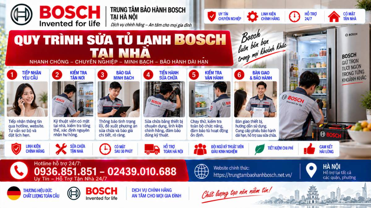 Quy Trình Sửa Tủ Lạnh Bosch Tại Nhà Website chính thức: https://trungtambaohanhbosch.net.vn/