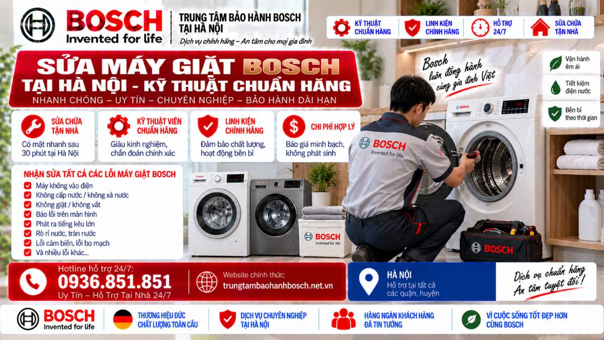 Sửa Máy Giặt Bosch Tại Hà Nội - Kỹ Thuật Chuẩn Hãng Website chính thức: https://trungtambaohanhbosch.net.vn