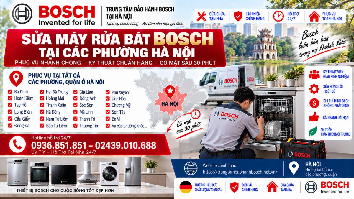 Sửa Máy Rửa Bát Bosch Tại Các Phường Hà Nội Website chính thức: https://trungtambaohanhbosch.net.vn/