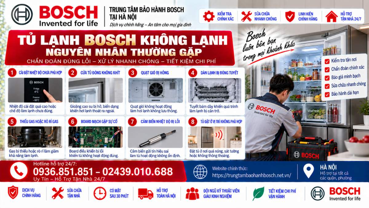 Tủ Lạnh Bosch Không Lạnh – Nguyên Nhân Thường Gặp Website chính thức: https://trungtambaohanhbosch.net.vn/