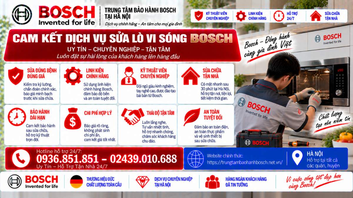 Cam Kết Dịch Vụ Sửa Lò Vi Sóng Bosch Website chính thức: https://trungtambaohanhbosch.net.vn/
