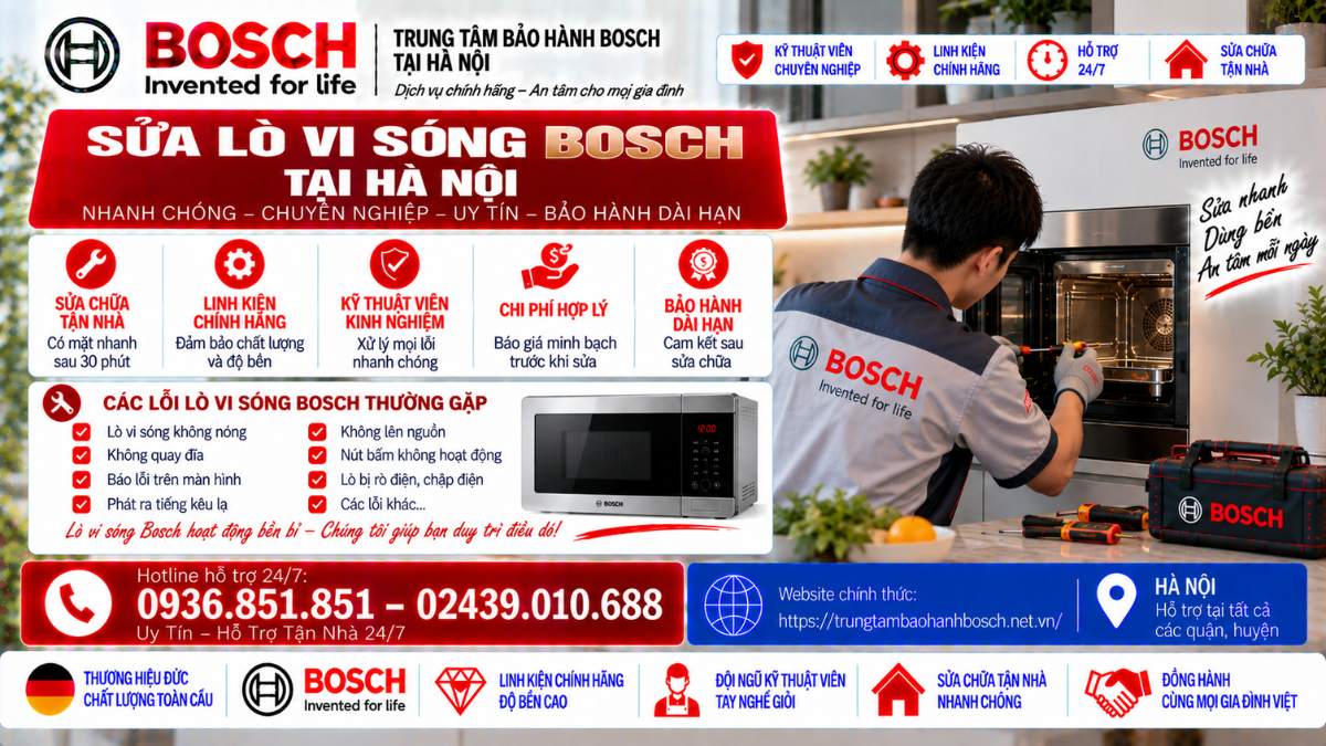 Sửa Lò Vi Sóng Bosch Tại Hà Nội Website chính thức: https://trungtambaohanhbosch.net.vn/