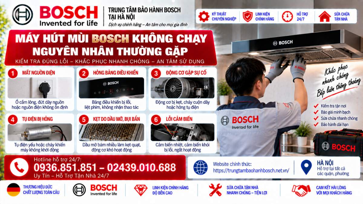 Máy Hút Mùi Bosch Không Chạy – Nguyên Nhân Thường Gặp Website chính thức: https://trungtambaohanhbosch.net.vn/