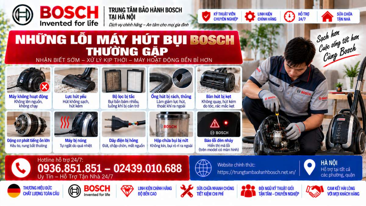 Những Lỗi Máy Hút Bụi Bosch Thường Gặp Website chính thức: https://trungtambaohanhbosch.net.vn/