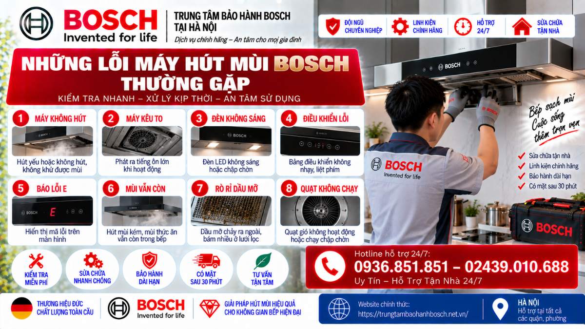 Những Lỗi Máy Hút Mùi Bosch Thường Gặp Website chính thức: https://trungtambaohanhbosch.net.vn/