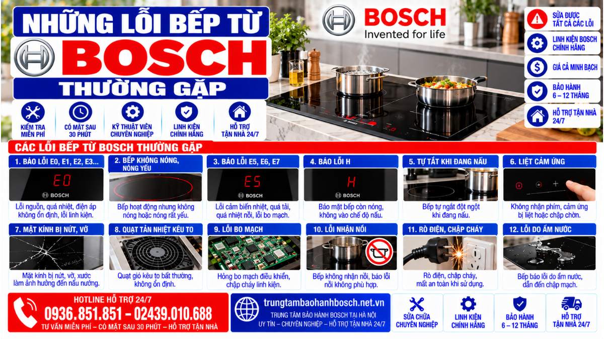 Những lỗi bếp từ Bosch thường gặp Website: trungtambaohanhbosch.net.vn