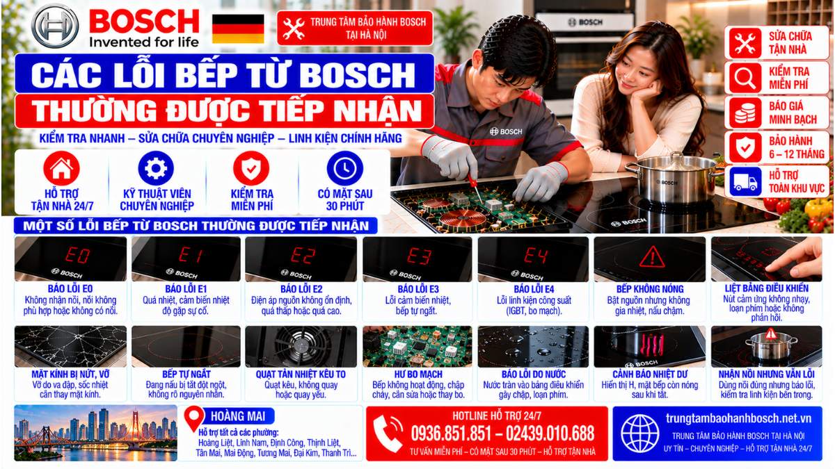 Các Lỗi Bếp Từ Bosch Thường Được Tiếp Nhận Website: trungtambaohanhbosch.net.vn