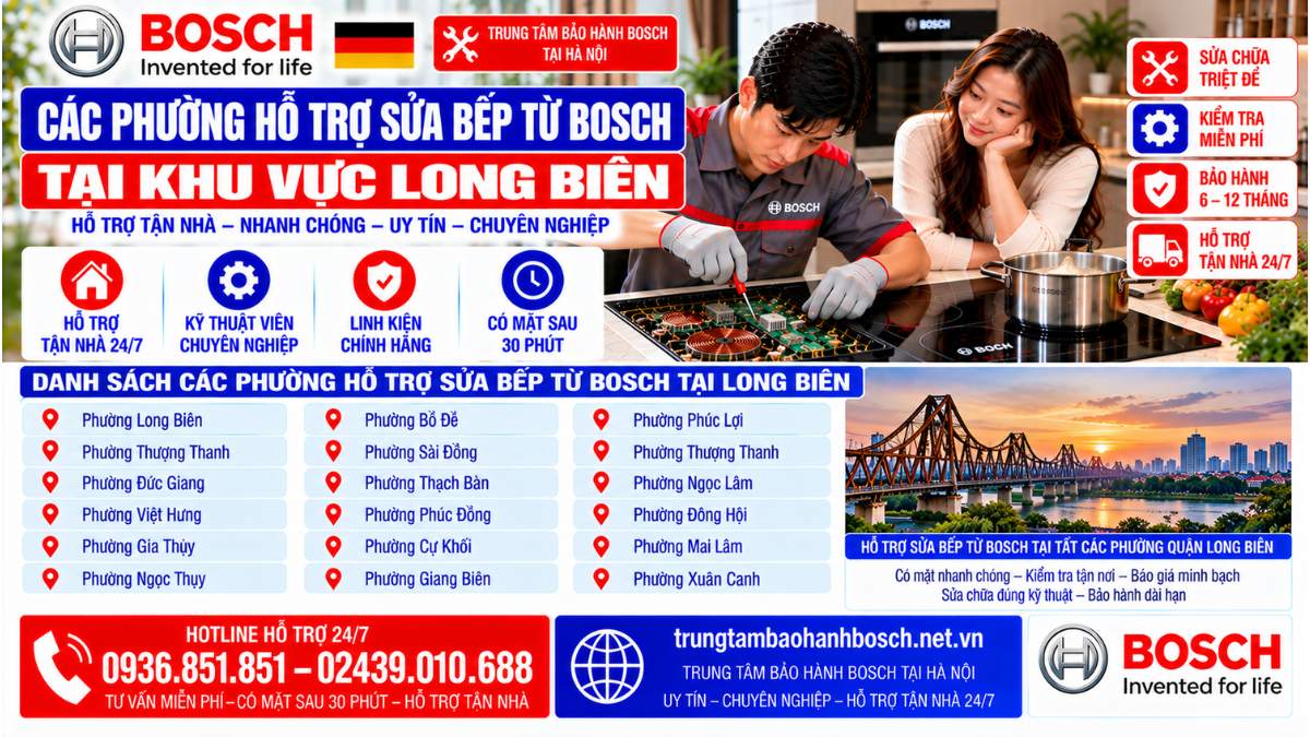 Các phường hỗ trợ tại khu vực Long Biên Website: trungtambaohanhbosch.net.vn