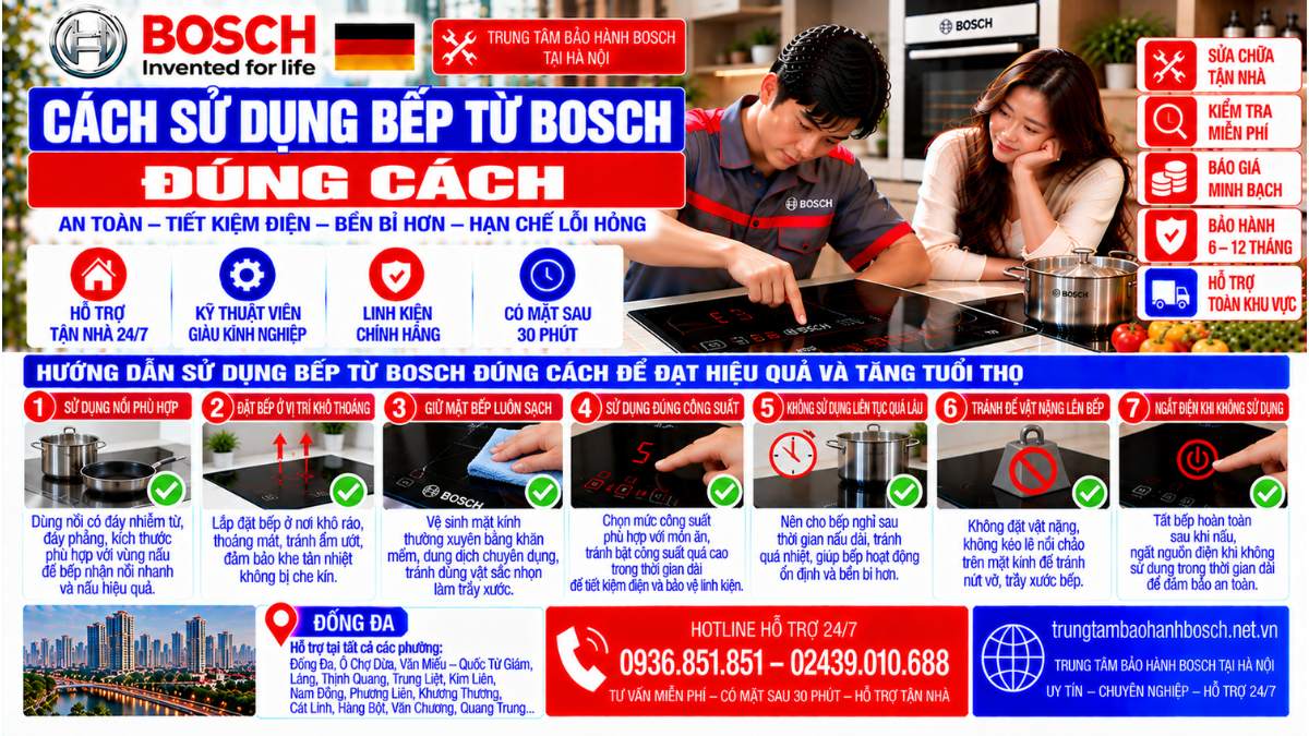Cách sử dụng bếp từ Bosch đúng cách Website: trungtambaohanhbosch.net.vn