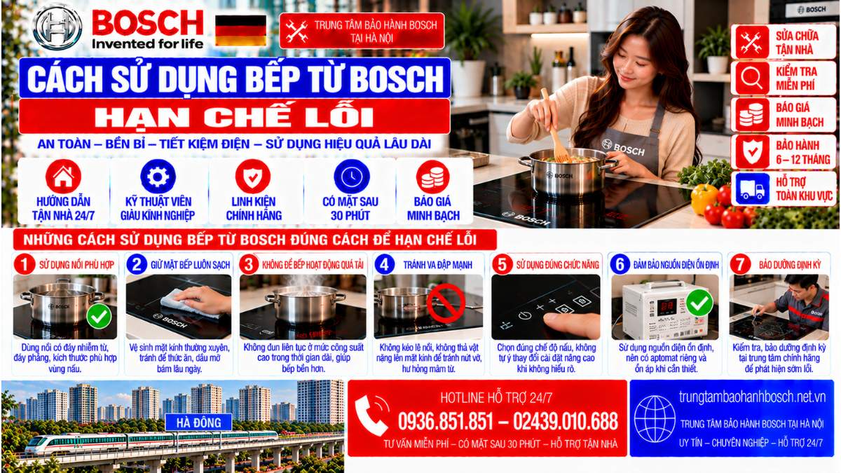 Cách sử dụng bếp từ Bosch hạn chế lỗi Website: trungtambaohanhbosch.net.vn