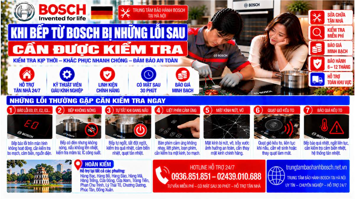 Khi Bếp Từ Bosch Bị Những Lỗi Sau Cần Được Kiểm Tra Website: trungtambaohanhbosch.net.vn