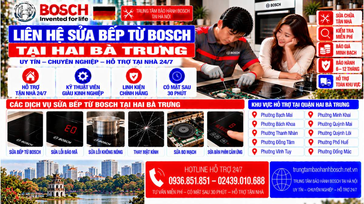 Liên hệ sửa bếp từ Bosch tại Hai Bà Trưng Website: trungtambaohanhbosch.net.vn