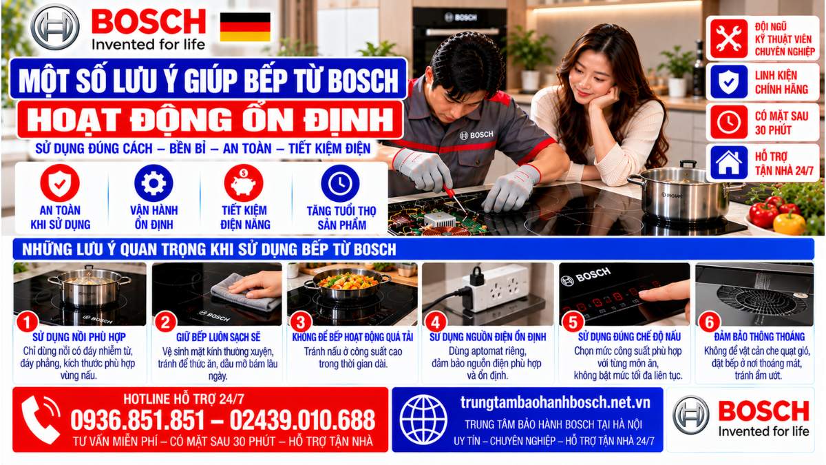 Một Số Lưu Ý Giúp Bếp Từ Bosch Hoạt Động Ổn Định Website: trungtambaohanhbosch.net.vn