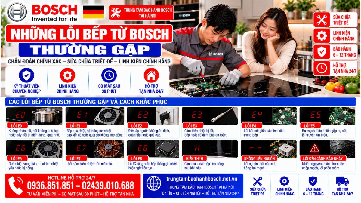 Những Lỗi Bếp Từ Bosch Thường Gặp Website: trungtambaohanhbosch.net.vn