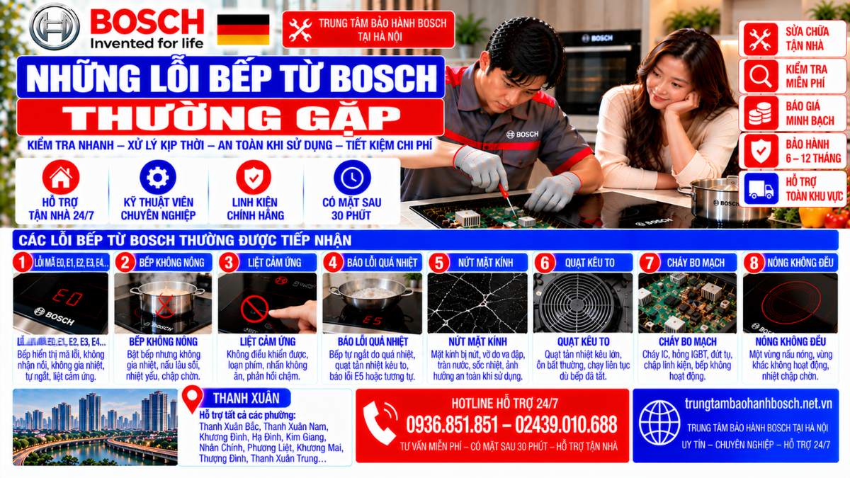 Những Lỗi Bếp Từ Bosch Thường Gặp Website: trungtambaohanhbosch.net.vn