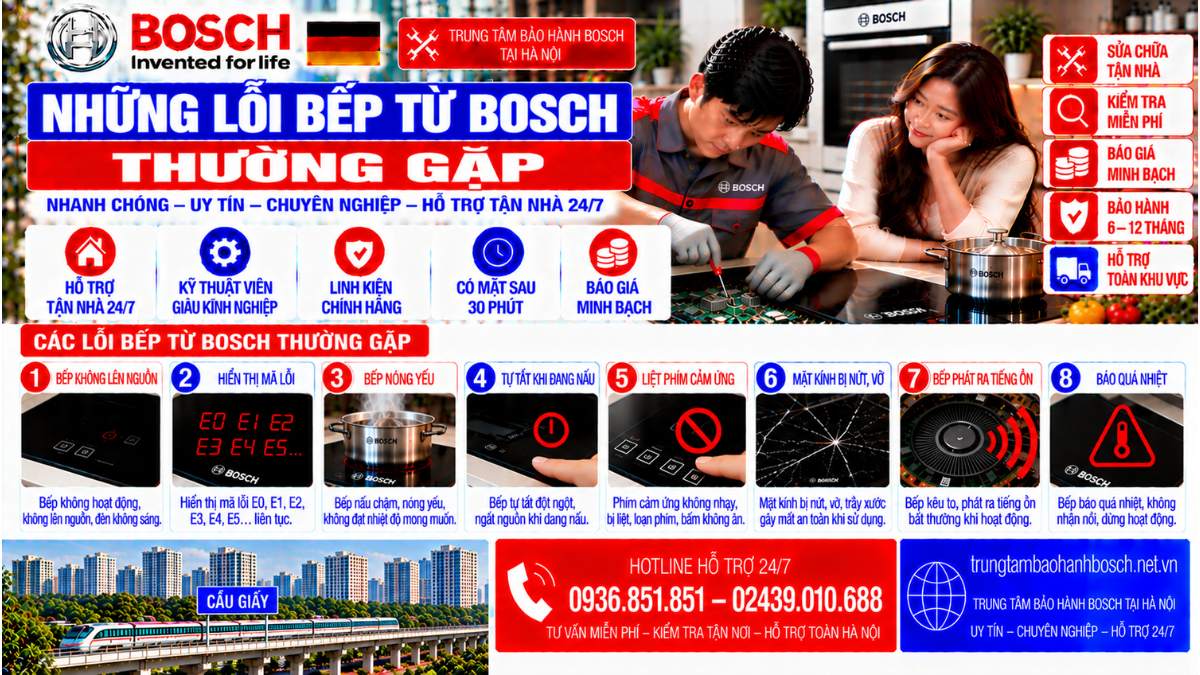 Những Lỗi Bếp Từ Bosch Thường Gặp Website: trungtambaohanhbosch.net.vn