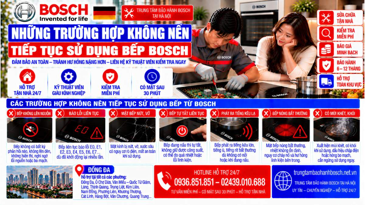 Những trường hợp không nên tiếp tục sử dụng bếp Website: trungtambaohanhbosch.net.vn