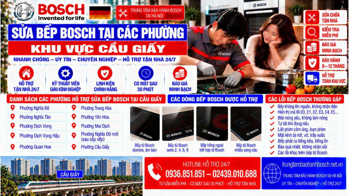 Sửa Bếp Bosch Tại Các Phường Khu Vực Cầu Giấy Website: trungtambaohanhbosch.net.vn