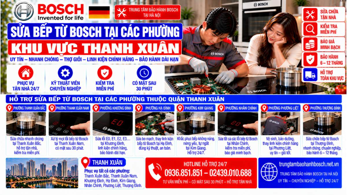 Sửa Bếp Từ Bosch Tại Các Phường Khu Vực Thanh Xuân Website: trungtambaohanhbosch.net.vn