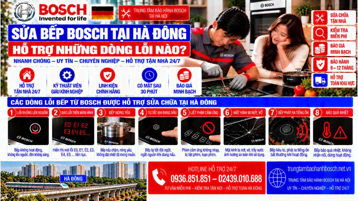 Sửa bếp Bosch tại Hà Đông hỗ trợ những dòng lỗi nào Website: trungtambaohanhbosch.net.vn