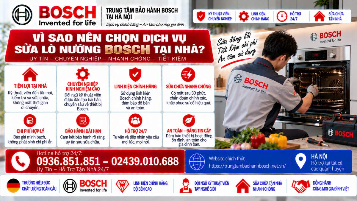 Vì Sao Nên Chọn Dịch Vụ Sửa Lò Nướng Bosch Tại Nhà? Website chính thức: