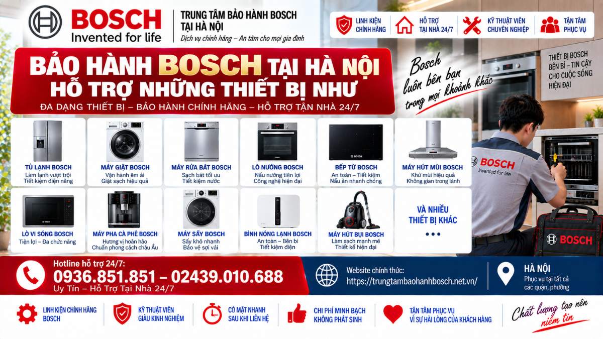 Bảo Hành Bosch Tại Hà Nội Hỗ Trợ Những Thiết Bị Như