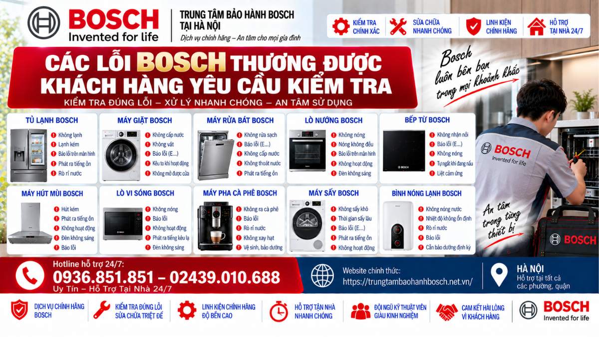 Các Lỗi Bosch Thường Được Khách Hàng Yêu Cầu Kiểm Tra