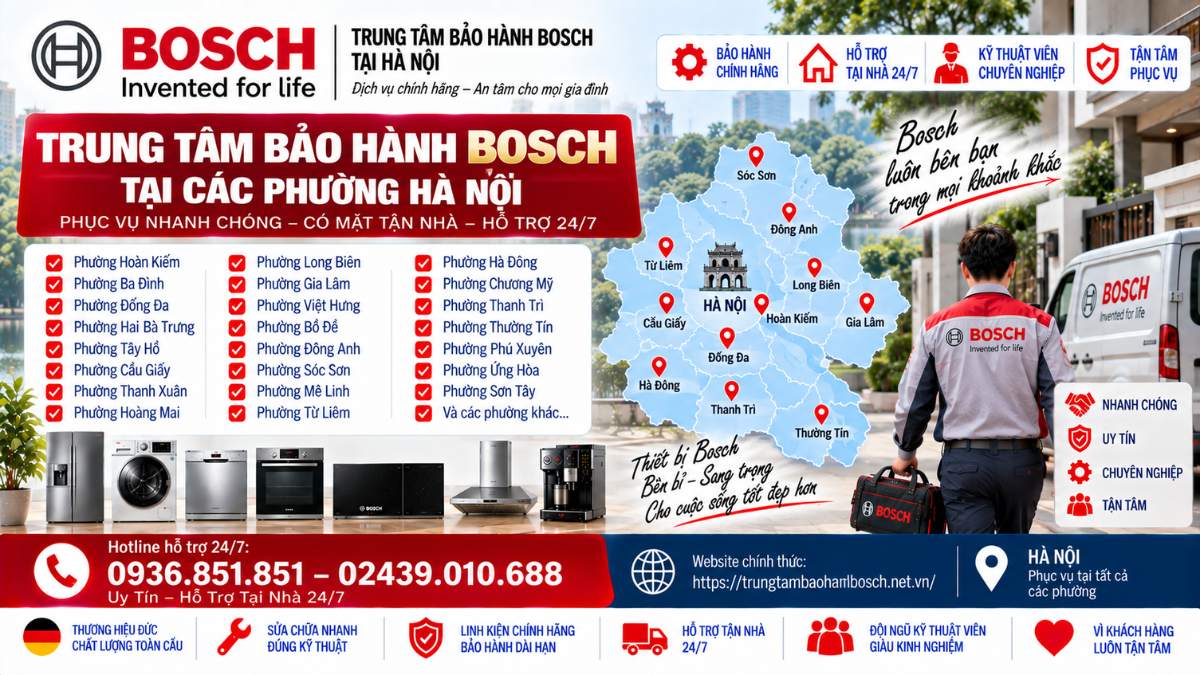 Trung Tâm Bảo Hành Bosch Tại Các Phường Hà Nội