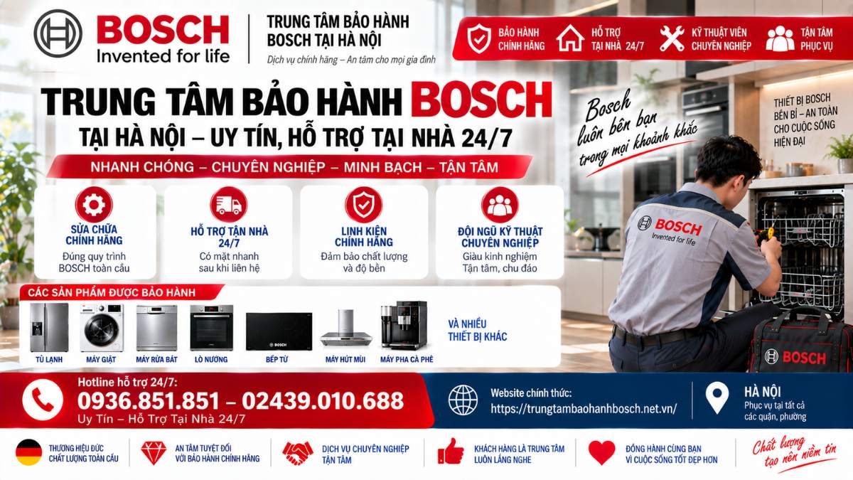 Trung Tâm Bảo Hành Bosch Tại Hà Nội – Uy Tín, Hỗ Trợ Tại Nhà 24/7